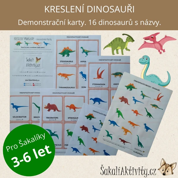  Kreslení dinosauři - demonstrační karty 