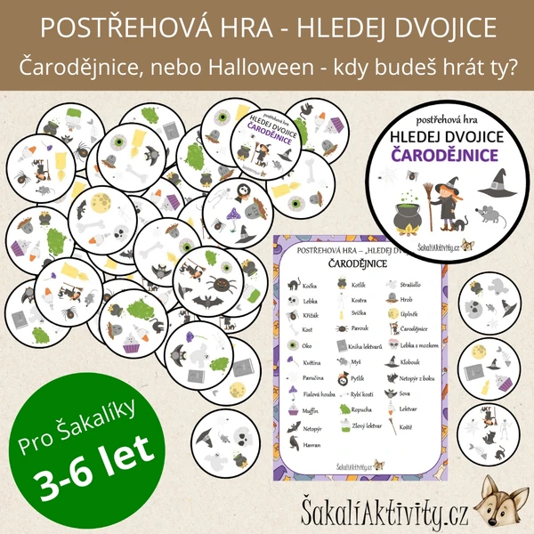  HLEDEJ DVOJICE - postřehová hra - ČARODĚJNICE 