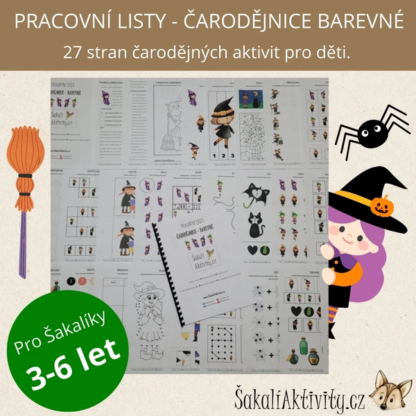  Pracovní listy - ČARODĚJNICE - barevné 
