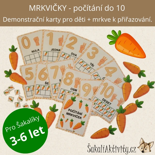  MRKVIČKY - počítání do 10 - demonstrační karty 