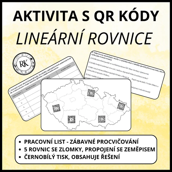 Lineární rovnice - Pracovní list s QR kódy