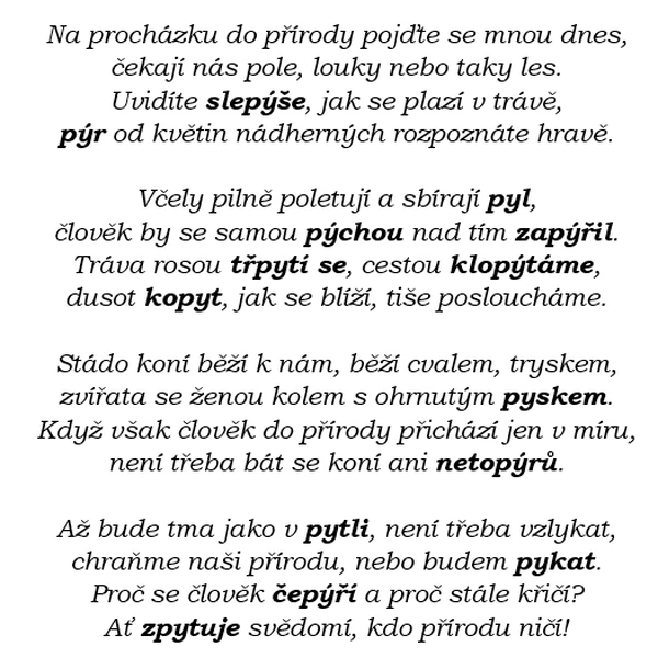 Čeština jedna báseň