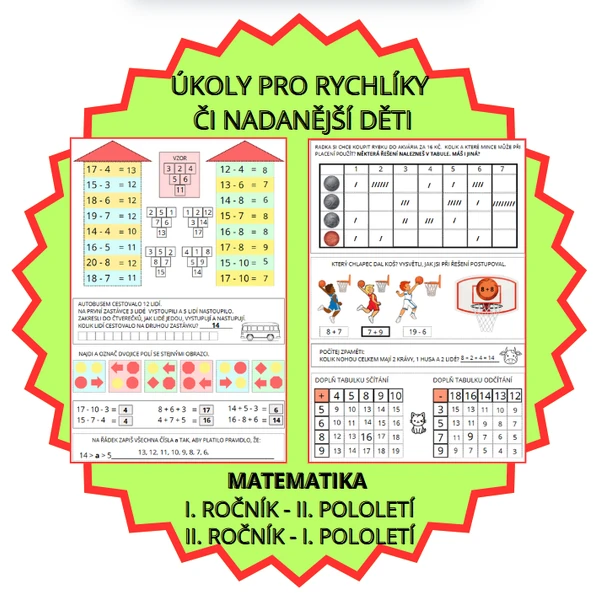 MATEMATIKA - co už umíme v 1. a 2. ročníku (sčítání a odčítání do 20 s přechodem přes 10)