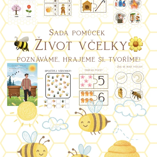 🐝 Sada pomůcek „Život včelky“ – poznáváme, hrajeme si, tvoříme! 🌼