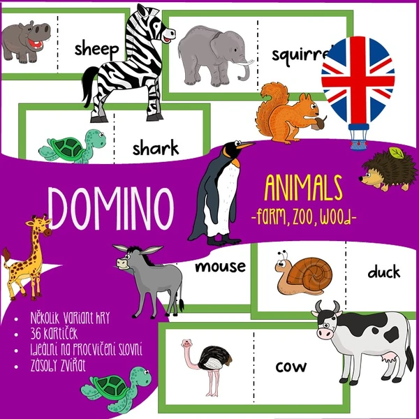 Domino - ANIMALS (farm, zoo, wood and sea)