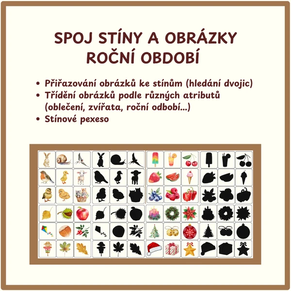 Stíny - roční období (hledání dvojic, stínové pexeso, třídění)