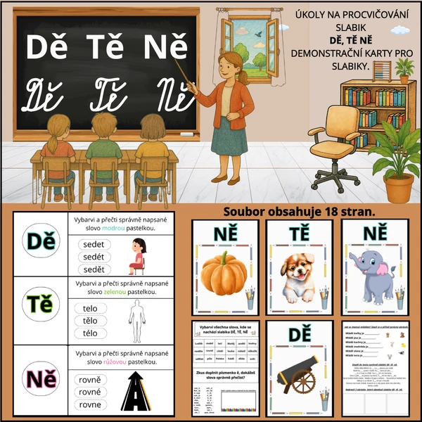 🔠 DĚ – TĚ – NĚ? Už žádný zmatek! Procvičování vhodné pro 1. třídu.