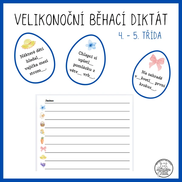 Běhací velikonoční diktát - shoda, koncovky podstatných jmen