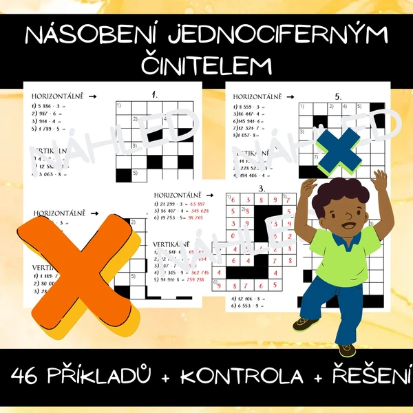 Násobení jednociferným činitelem - křížovka