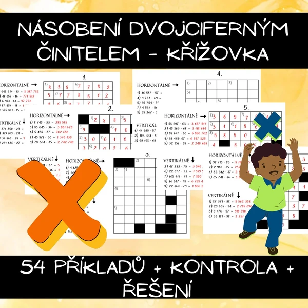 Násobení dvojciferným činitelem - křížovka