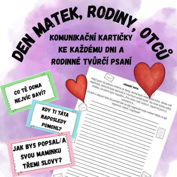 Den matek, rodin, otců - komunikační karty pro každý den a rodinné tvůrčí psaní