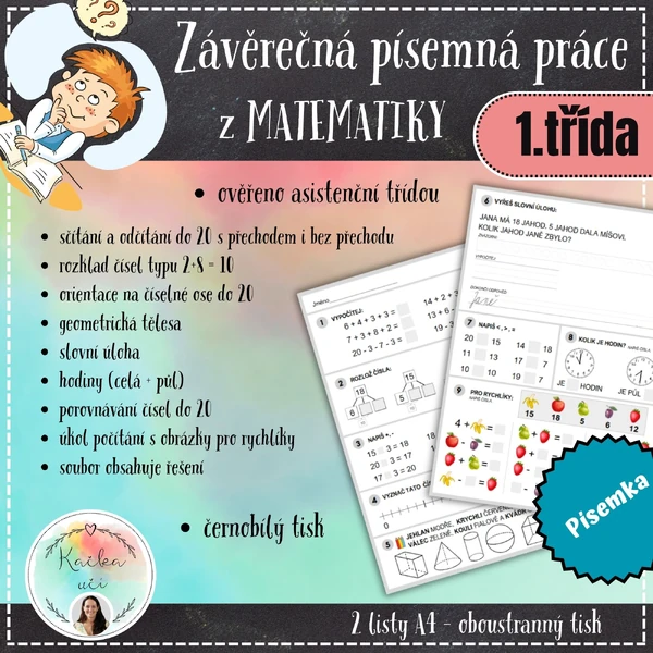 Závěrečná písemná práce z MATEMATIKY - 1. ročník