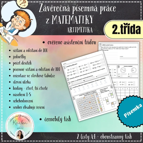 Závěrečná písemná práce z MATEMATIKY - 2. ročník - ARITMETIKA