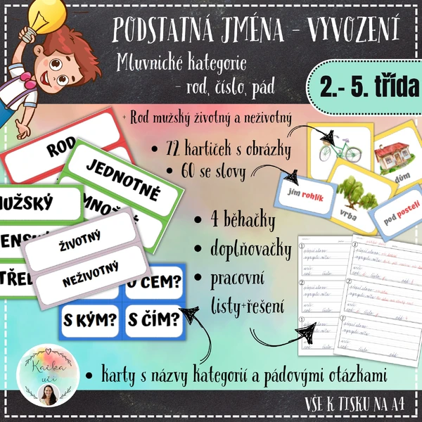 Podstatná jména - vyvození mluvnických kategorií