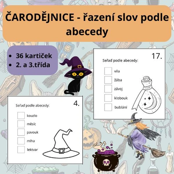 Čarodějnice - seřazování slov podle abecedy