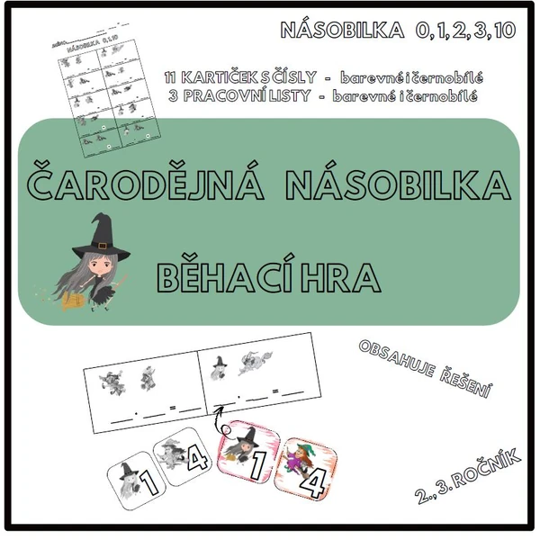 Čarodějná násobilka - běhací diktát 