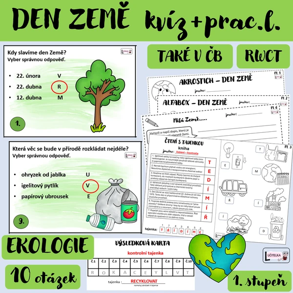 Edukační kvíz +pracovní listy DEN ZEMĚ