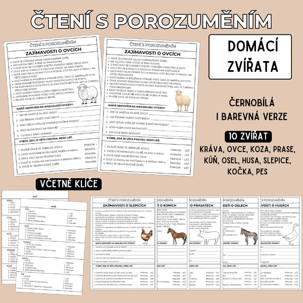 Čtení s porozuměním - DOMÁCÍ ZVÍŘATA