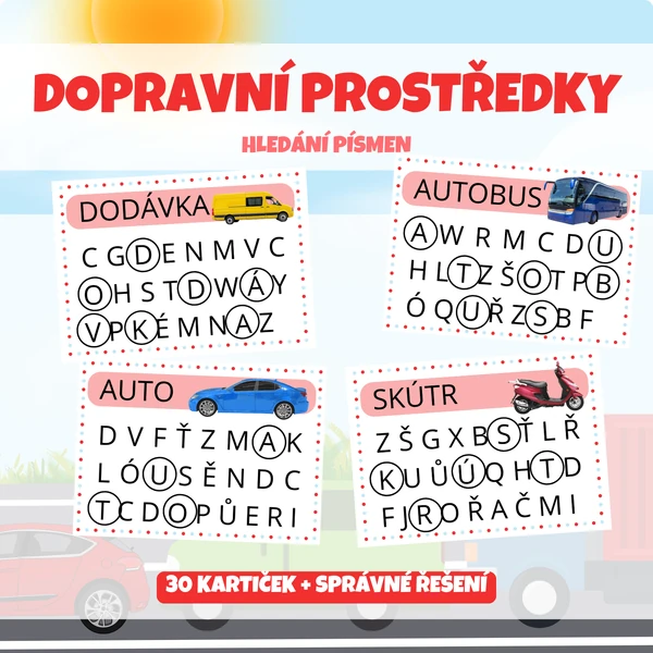 DOPRAVNÍ PROSTŘEDKY - hledání písmen
