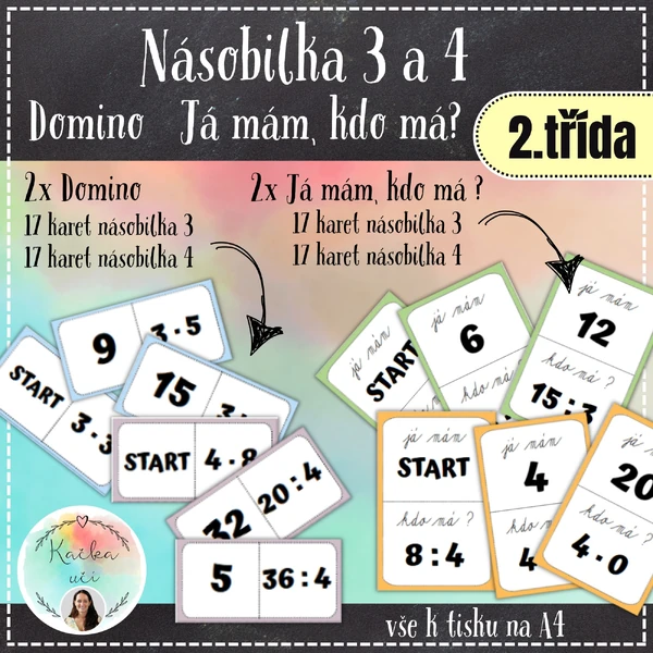 NÁSOBILKA 3 A 4 - JÁ MÁM, KDO MÁ A DOMINO