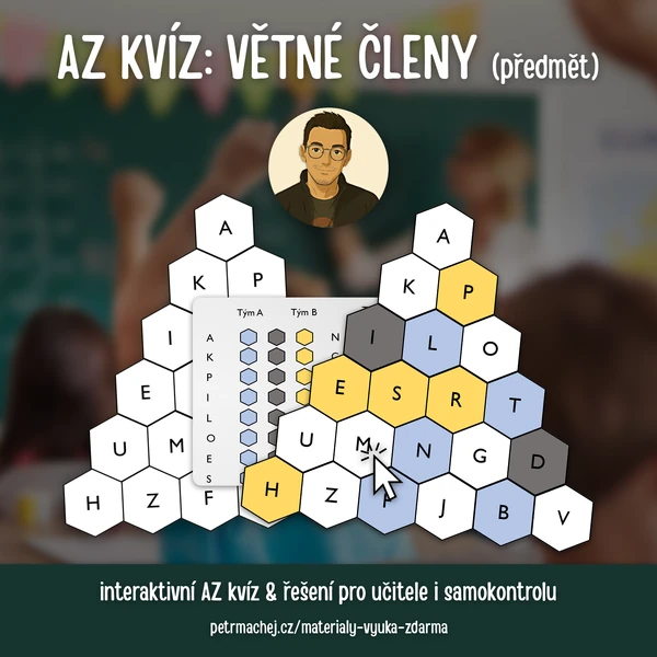 AZ KVÍZ: větné členy - PŘEDMĚT (interaktivní)