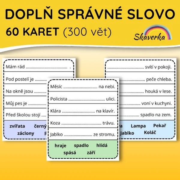 Doplň správné slovo – čtení s porozuměním