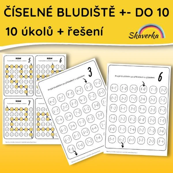 Číselné bludiště – Sčítání a odčítání do 10