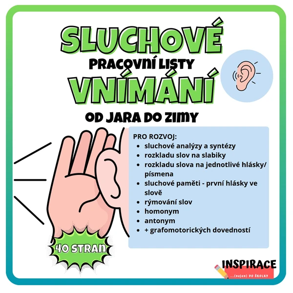 SLUCHOVÉ VNÍMÁNÍ od jara do zimy 👂(pracovní listy)