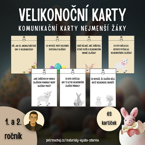 Velikonoční karty pro nejmladší žáky (komunikační karty)