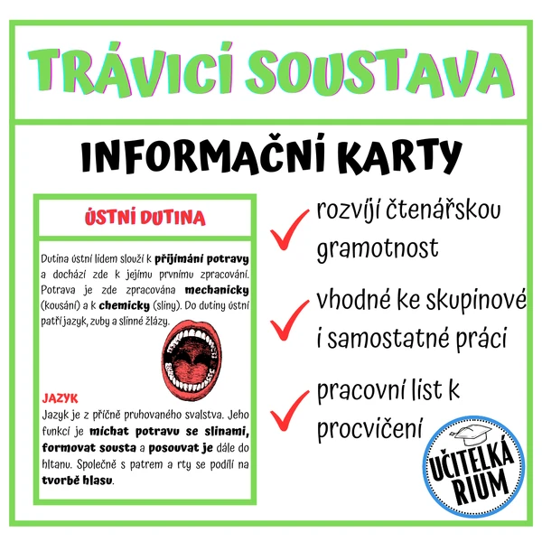 Trávicí soustava - informační karty