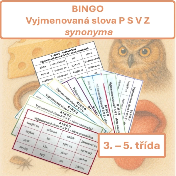 Vyjmenovaná slova P S V Z — synonyma (BINGO)