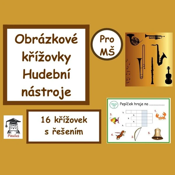 Obrázkové křížovky Hudební nástroje