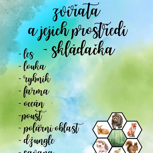 Zvířata a jejich prostředí - skládačka