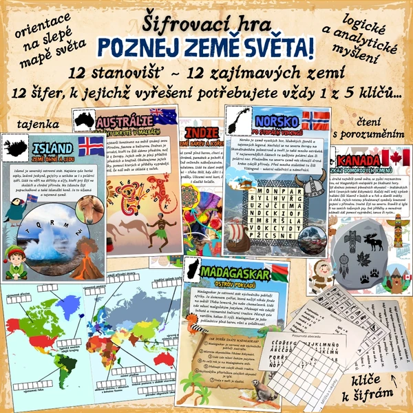 Šifrovací hra POZNEJ ZEMĚ SVĚTA!