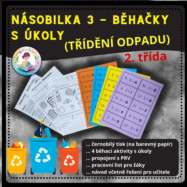 NÁSOBILKA 3 - běhačky s úkoly - TŘÍDĚNÍ ODPADU