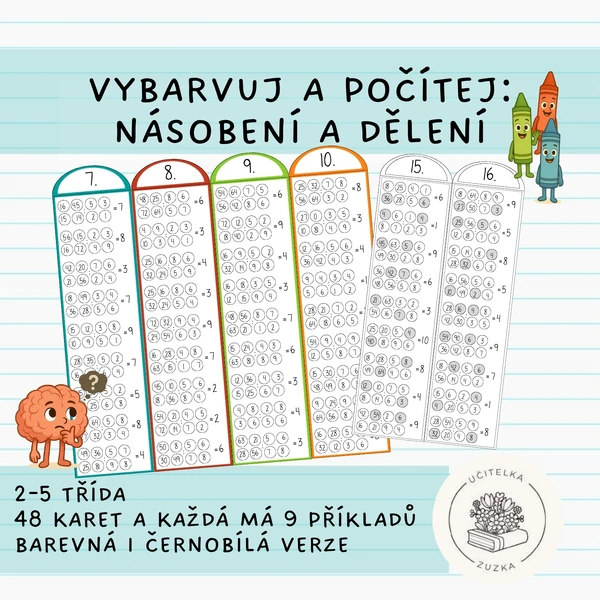 Vybarvuj a počítej: násobení a dělení