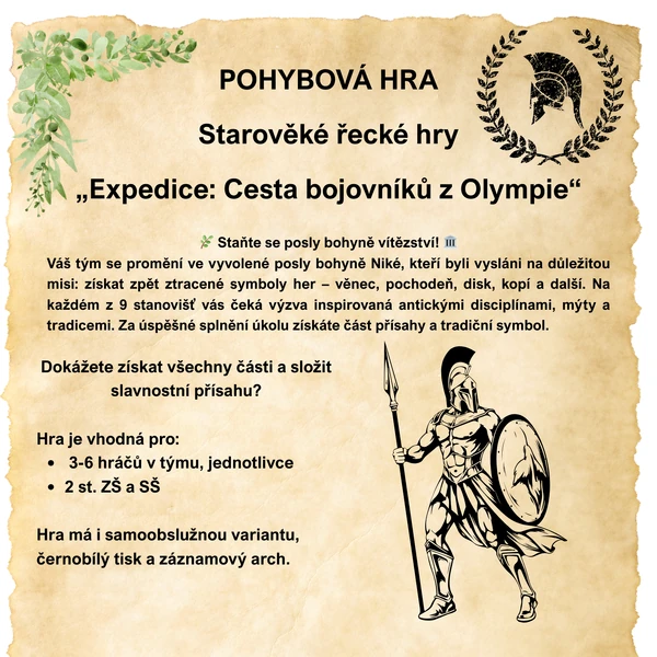 POHYBOVÁ HRA: Starověké řecké hry „Expedice: Cesta bojovníků z Olympie“