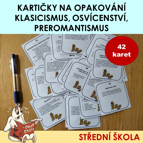 Klasicismus, osvícenství, preromantismus - kartičky na opakování