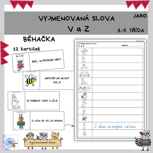 Vyjmenovaná slova V a Z - běhací diktát 
