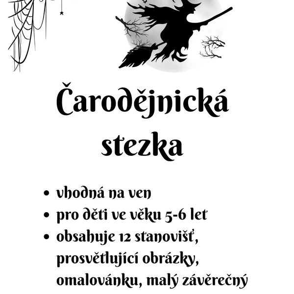Čarodějnická stezka s úkoly vhodná ven