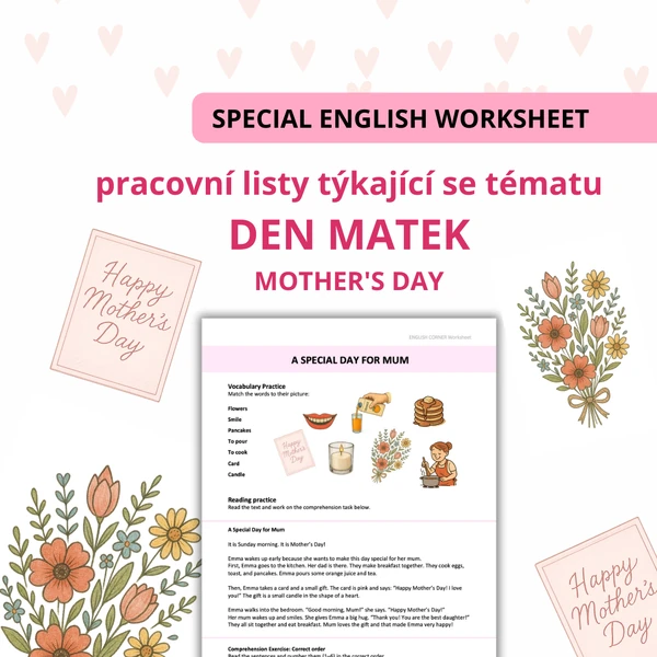 Mother's Day – zábavný pracovní list pro studenty angličtiny!