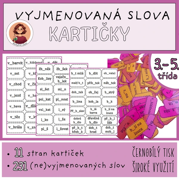 Vyjmenovaná slova - kartičky
