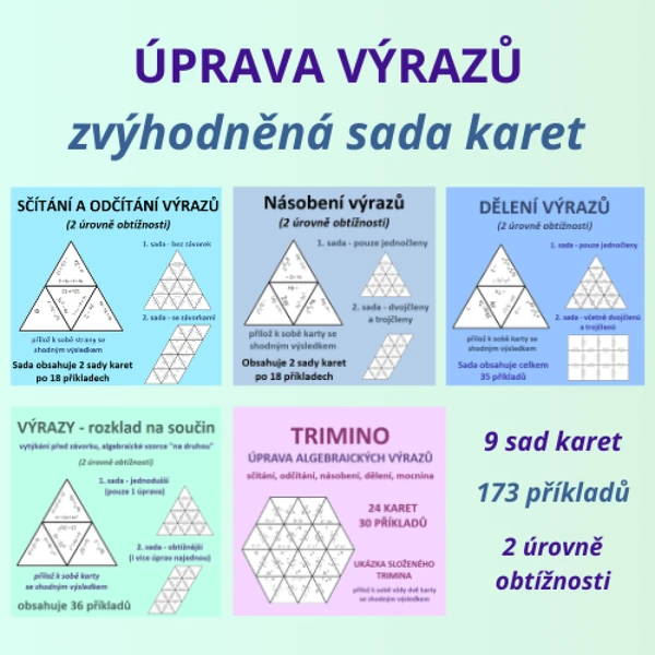 ÚPRAVA VÝRAZŮ (mnohočleny) - zvýhodněná sada karet