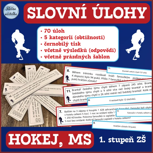 SLOVNÍ ÚLOHY - HOKEJ (1. stupeň ZŠ)