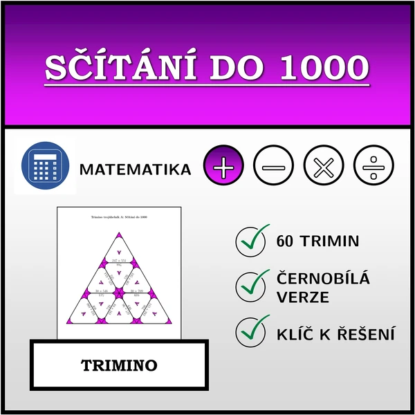 Trimino - Sčítání do 1000 | matematika