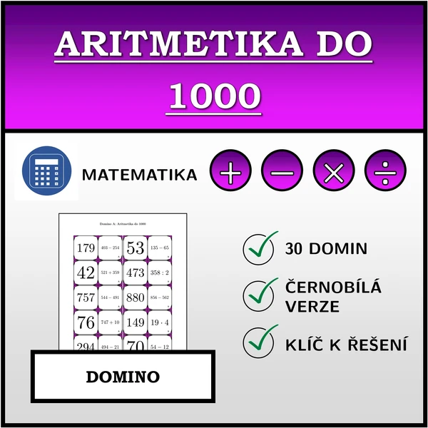 Domino - Aritmetika do 1000 | matematika