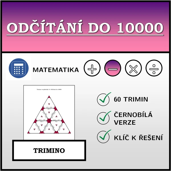 Trimino - Odčítání do 10000 | matematika