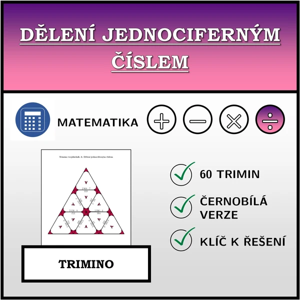 Trimino - Dělení jednociferným číslem | matematika