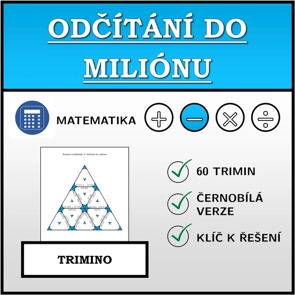 Trimino - Odčítání do milionu | matematika