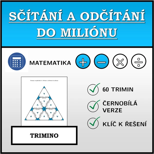 Trimino - Sčítání a odčítání do milionu | matematika